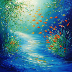 Claude Monet Inspired Enchanting Underwater Scene - DIY Painting By Numbers Kit