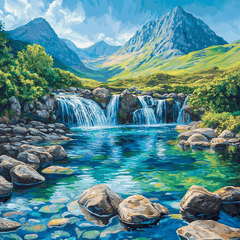 Isle of Skye Fairy Pools - Scotland - DIY Painting By Numbers Kit