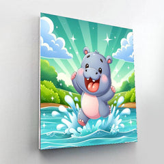 Bouncy Hippo - DIY Painting By Numbers Kit