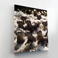 Playful Otters in River Adventure - DIY Painting By Numbers Kit