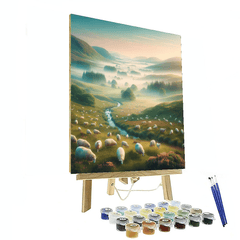 Serene Highland Meadow with Grazing Sheep - DIY Painting By Numbers Kit