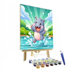 Bouncy Hippo - DIY Painting By Numbers Kit