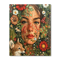 Frida Kahlo Inspired Self Portrait with Flowers - DIY Painting By Numbers Kit