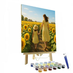 Field of Sunflowers Hold Hands - DIY Painting By Numbers Kit