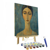 Amedeo Modigliani Inspired Stylized Portrait of Woman - DIY Painting By Numbers Kit
