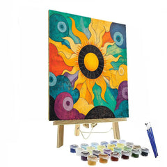 Norval Morrisseau Inspired Sky and Sun in Cosmic Dance - DIY Painting By Numbers Kit