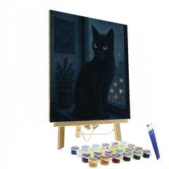 Black cat Nocturne Watch - DIY Painting By Numbers Kit
