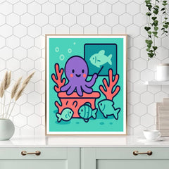 Octopus in Coral Classroom - DIY Painting By Numbers Kit