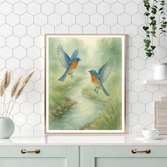 Bluebirds Over The Misty Creek - DIY Painting By Numbers Kit