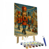 Snowy Nutcracker Parade Through Toy Town - DIY Painting By Numbers Kit