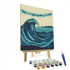 Hokusai Inspired Great Wave Of Starlight - DIY Painting By Numbers Kit