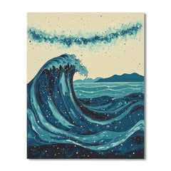Hokusai Inspired Great Wave Of Starlight - DIY Painting By Numbers Kit