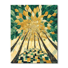 Gustav Klimt Inspired Golden Forest Canopy Mosaic - DIY Painting By Numbers Kit