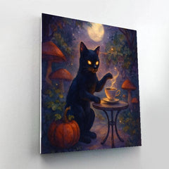 The Black Cat Tea Garden at Moonrise - DIY Painting By Numbers Kit