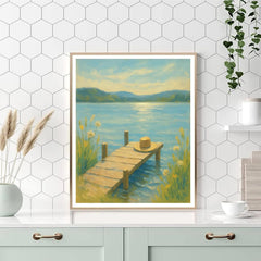 Wildflower Dock on a Gentle Summer Blue Lake - DIY Painting By Numbers Kit