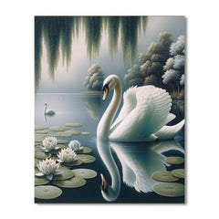 Elegant Swan Lake Reflection - DIY Painting By Numbers Kit