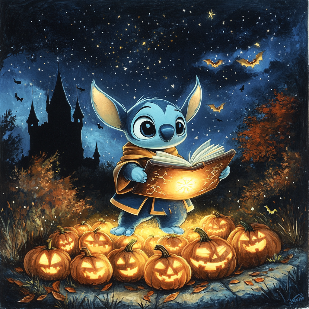Sorcerer Stitch and the Moonlit Spellbook - DIY Painting By Numbers Kit