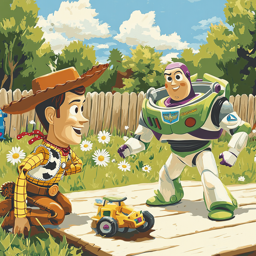 Woody and Buzz Backyard Rescue Disney Inspired - DIY Painting By Numbers Kit