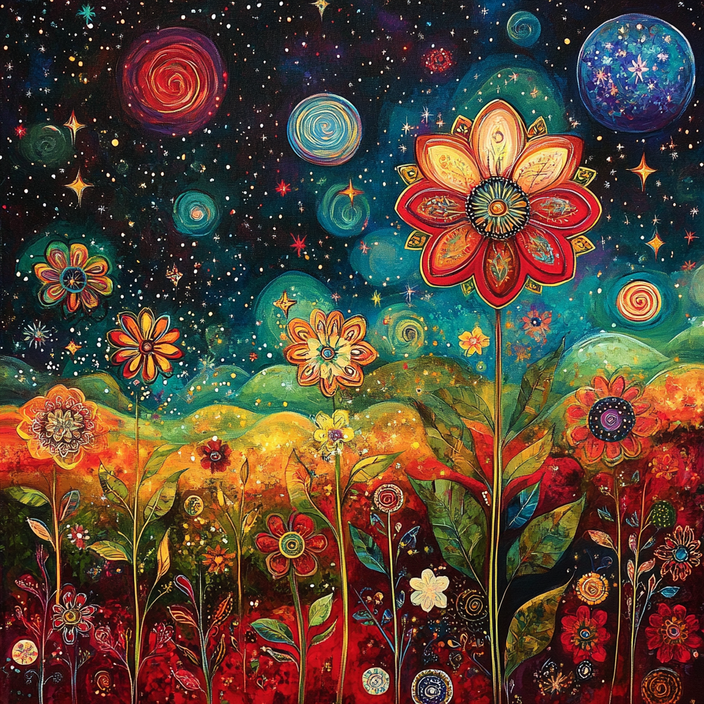 Frida Kahlo Inspired Cosmic Flora Symphony - DIY Painting By Numbers Kit