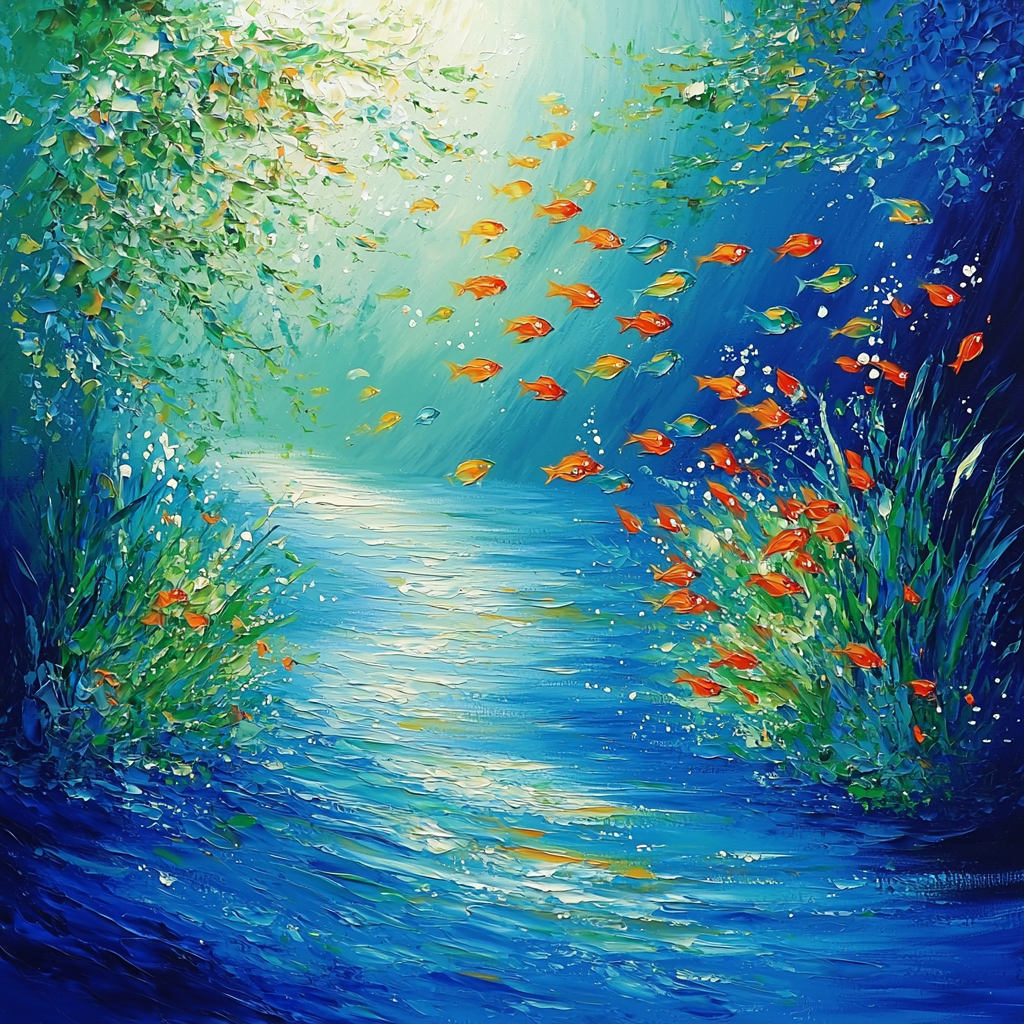 Claude Monet Inspired Enchanting Underwater Scene - DIY Painting By Numbers Kit