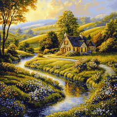 Kinkade Inspired Rustic Reflections - DIY Painting By Numbers Kit