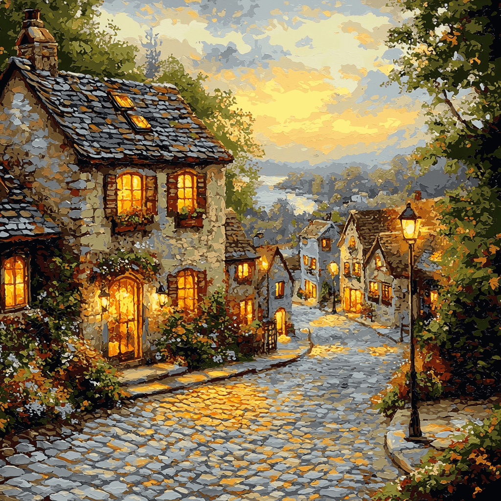 Kinkade Inspired Historical Streetscape - DIY Painting By Numbers Kit