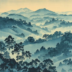 Utagawa Hiroshige Inspired Mystic Fog - DIY Painting By Numbers Kit