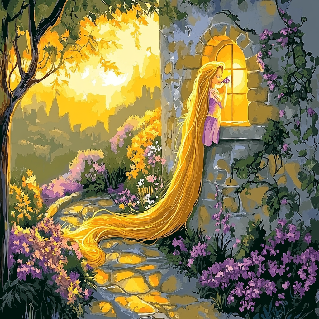 Rapunzel Tower Garden Disney Inspired - DIY Painting By Numbers Kit