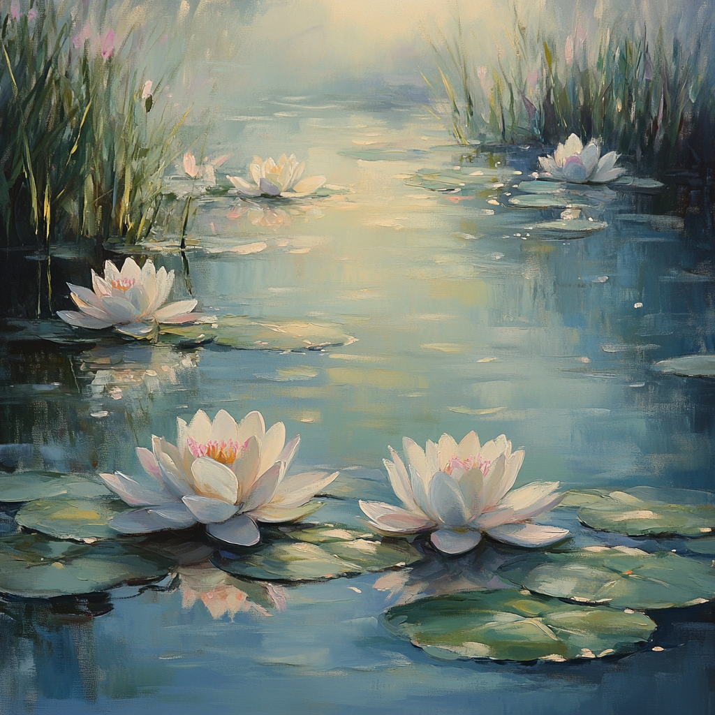 Claude Monet Inspired Misty Waterlilies Reflection - DIY Painting By Numbers Kit