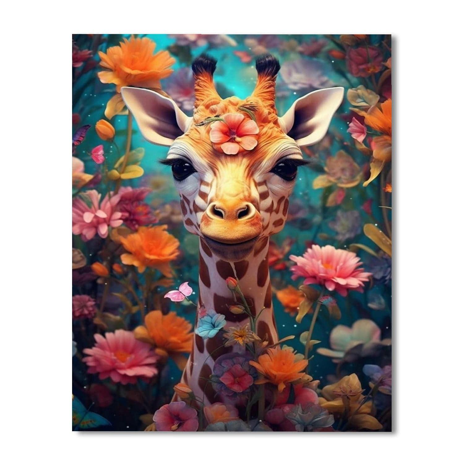 Giraffe Amidst Bloom Paint By Numbers Kit
