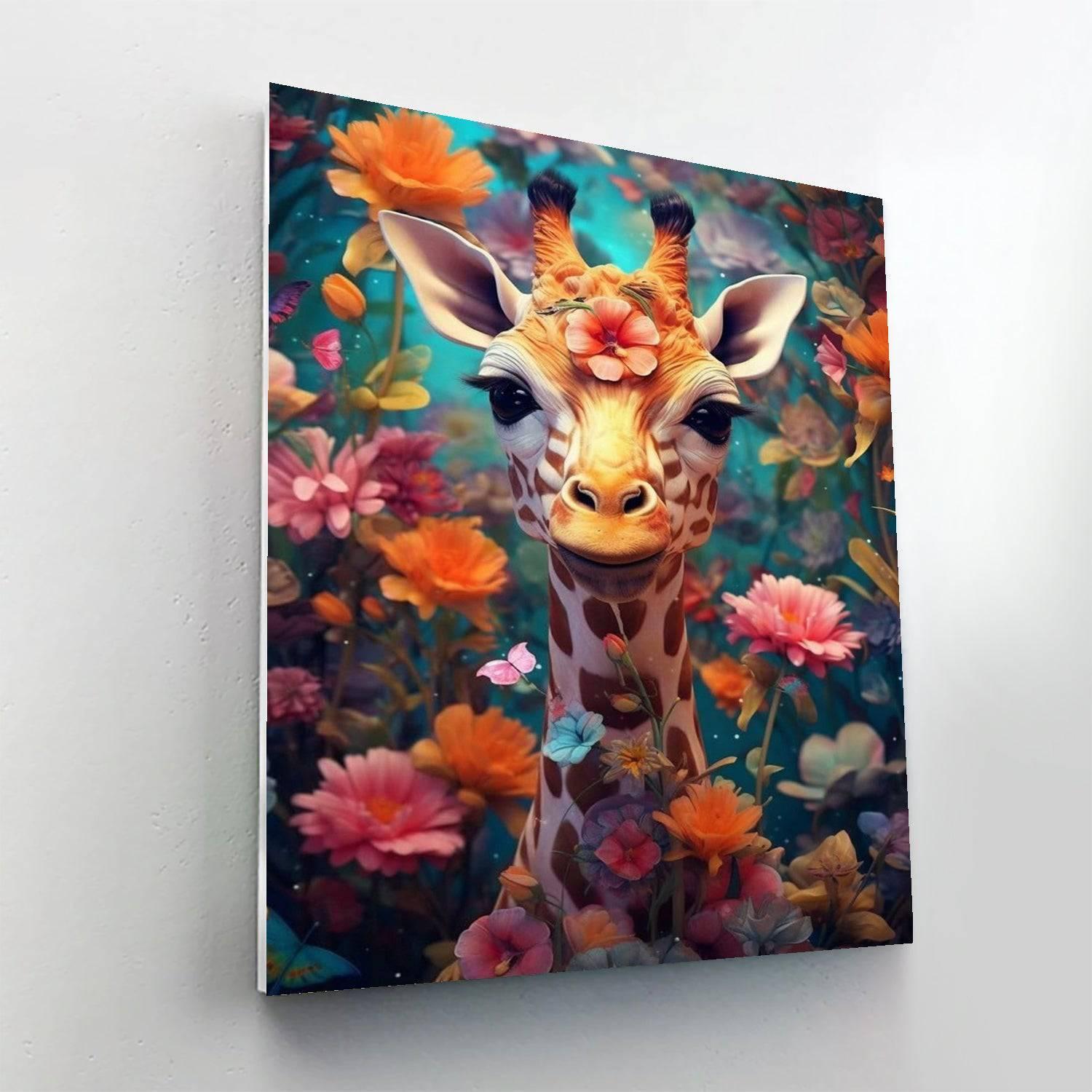 Giraffe Amidst Bloom Paint By Numbers Kit