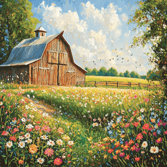 Grant Wood Inspired Country Charm - DIY Painting By Numbers Kit