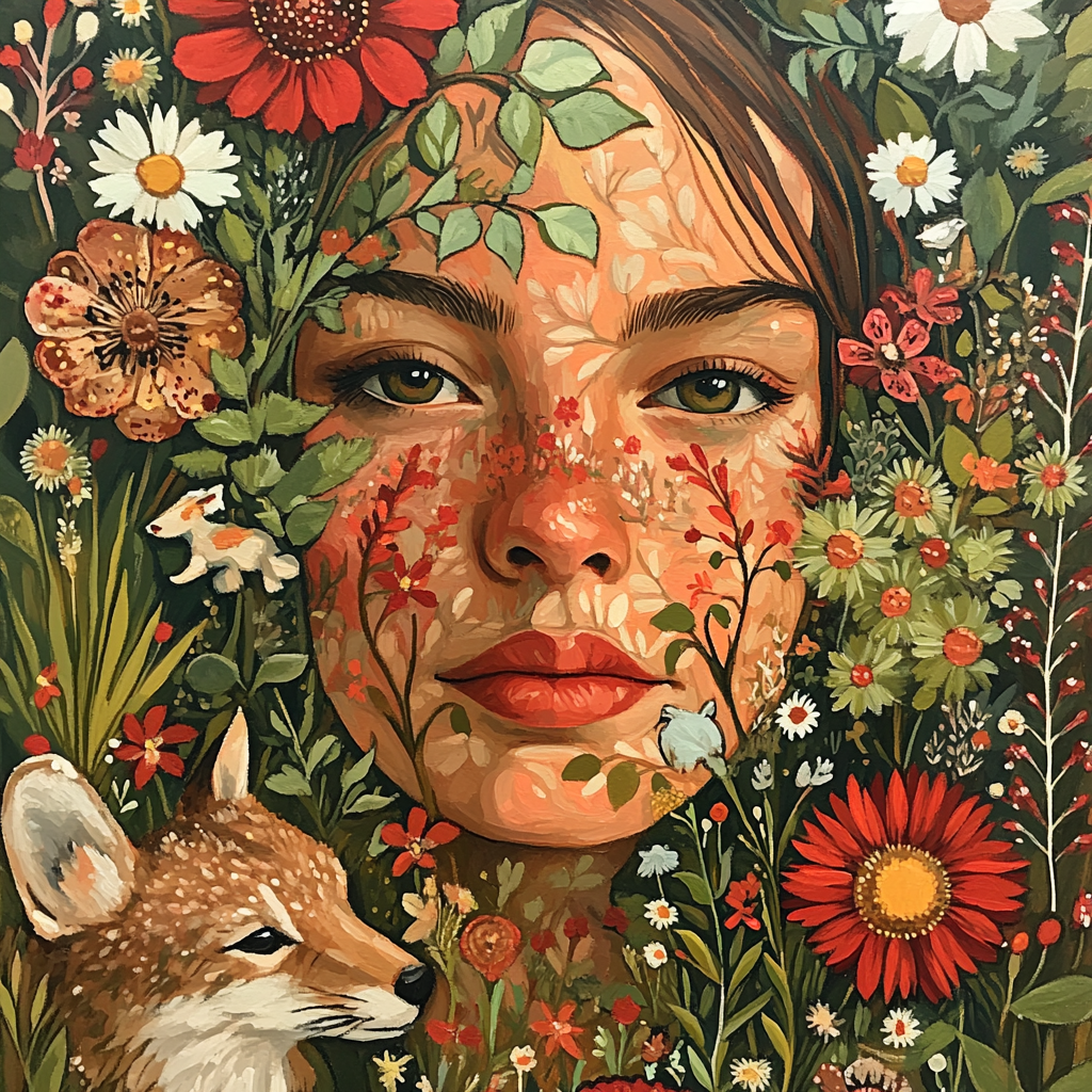 Frida Kahlo Inspired Self Portrait with Flowers - DIY Painting By Numbers Kit