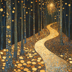 Gustav Klimt Inspired Ethereal Forest Paths - DIY Painting By Numbers Kit