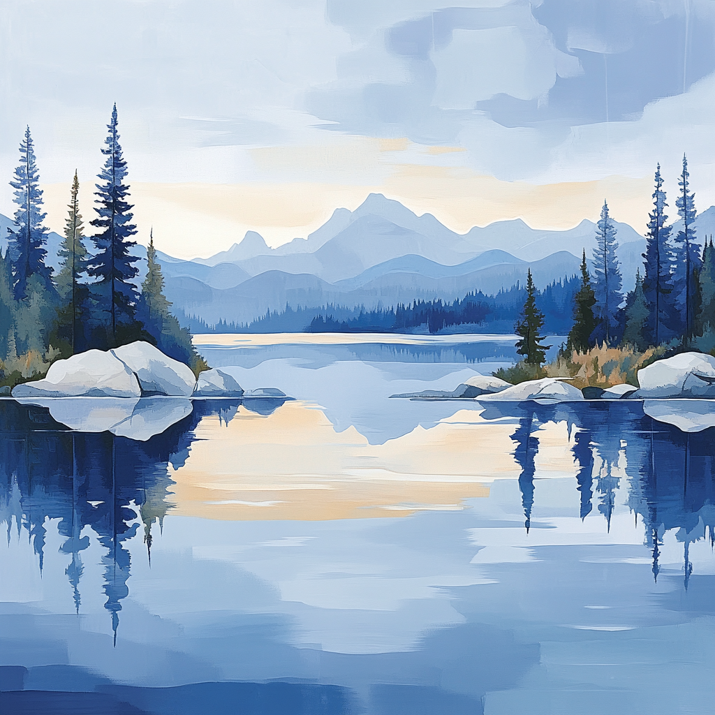 Lawren Harris Inspired Windswept Northern Lake Panorama - DIY Painting By Numbers Kit