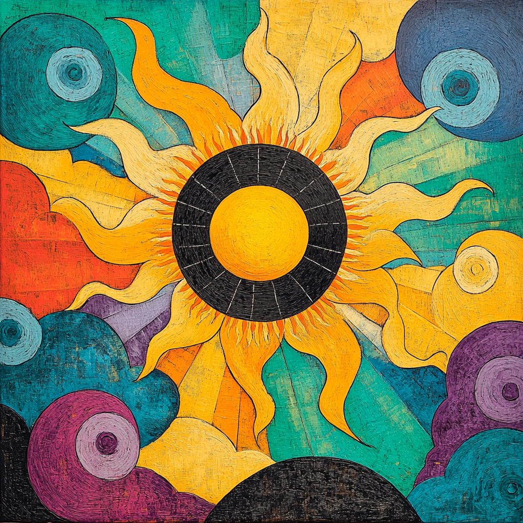 Norval Morrisseau Inspired Sky and Sun in Cosmic Dance - DIY Painting By Numbers Kit