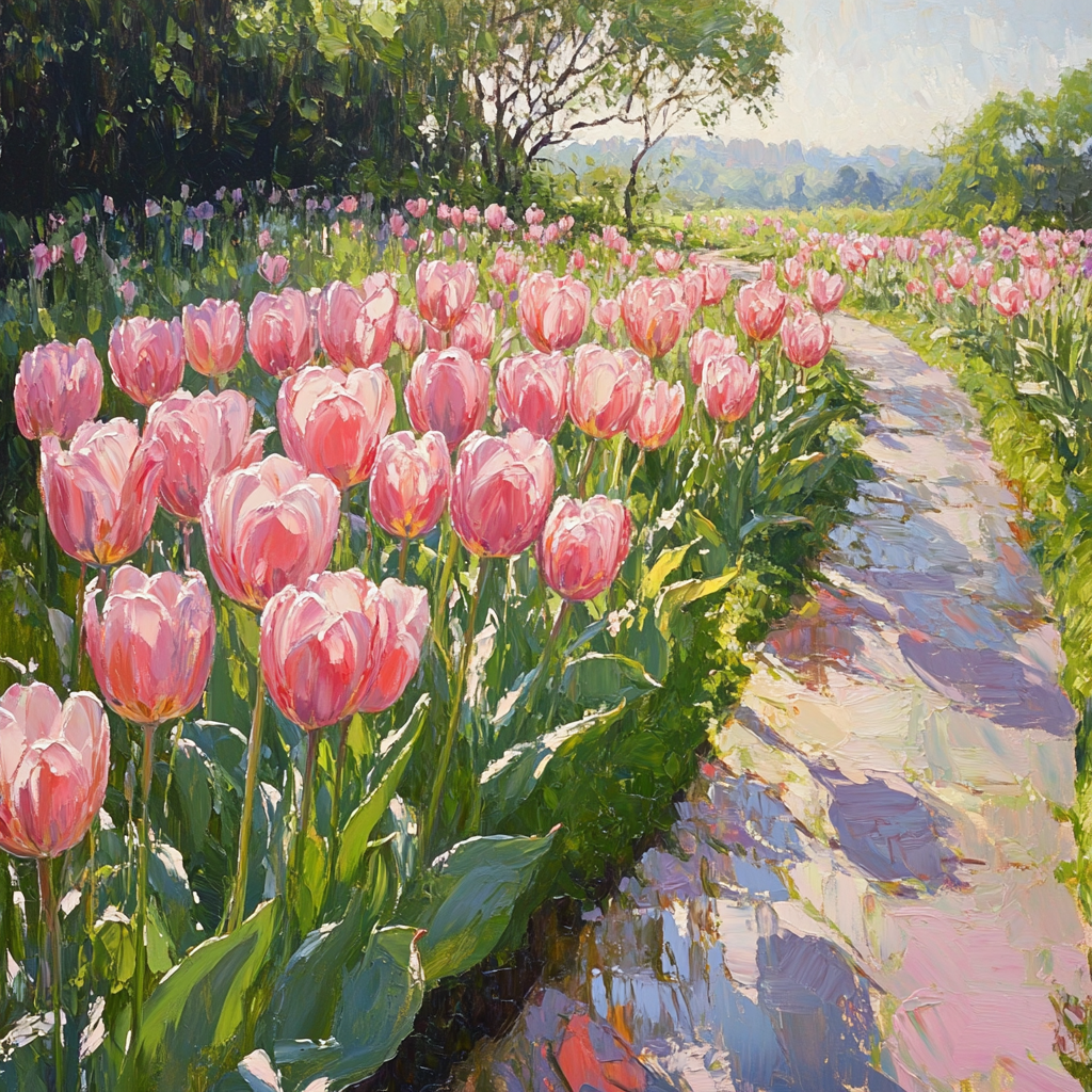 Monet Inspired Tulip Garden - DIY Painting By Numbers Kit