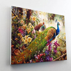 Peacocks & Flowers Paint By Number Painting Set
