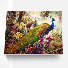 Peacocks & Flowers Paint By Number Painting Set