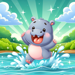 Bouncy Hippo - DIY Painting By Numbers Kit
