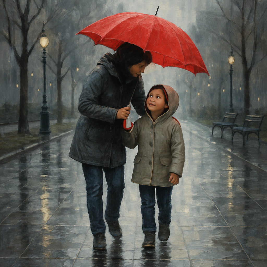 Rainy Day Shared Umbrella - DIY Painting By Numbers Kit