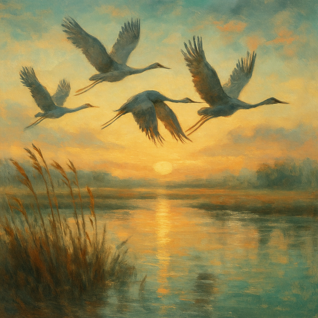 Crane Sunrise Passage - DIY Painting By Numbers Kit