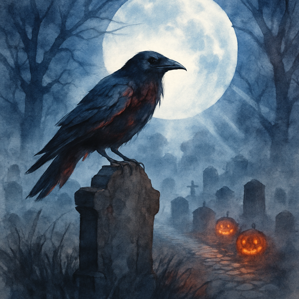 Raven Over Moonlit Cemetery - DIY Painting By Numbers Kit