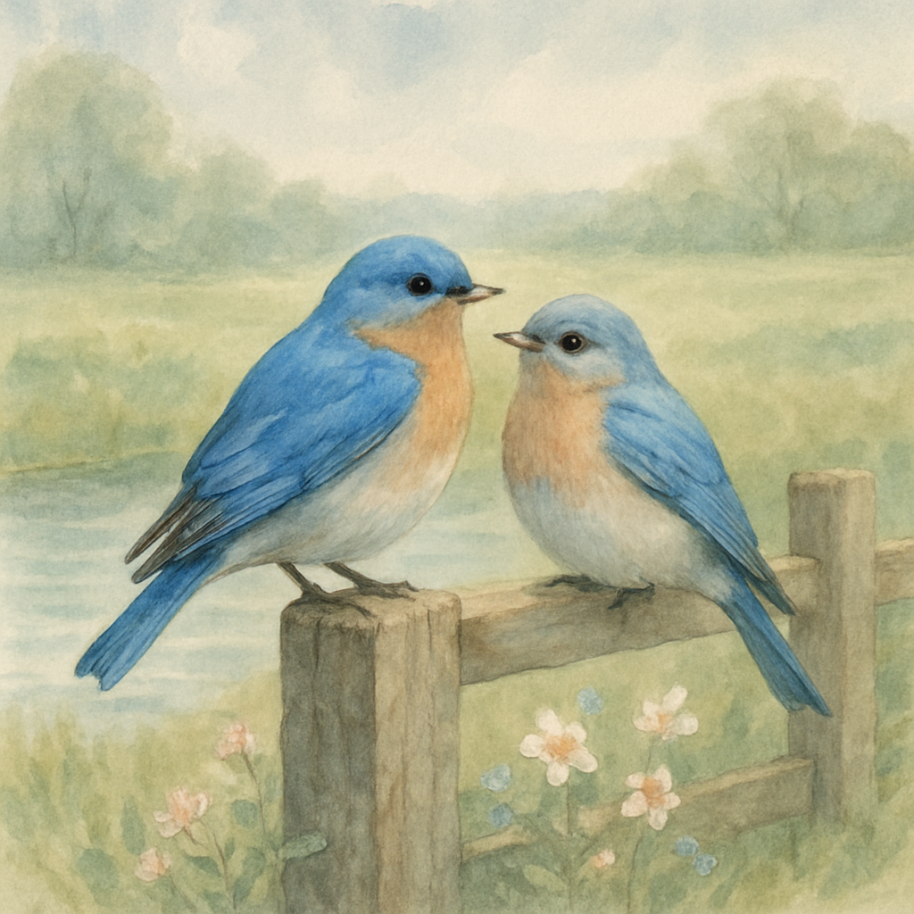 Bluebird Fence Harmony - DIY Painting By Numbers Kit