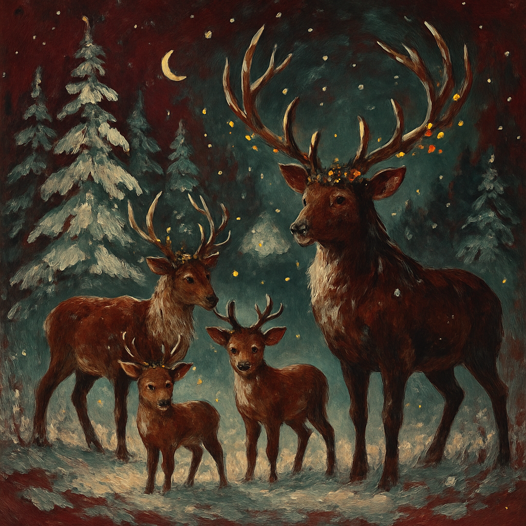 Reindeer Meadow Gathering - DIY Painting By Numbers Kit