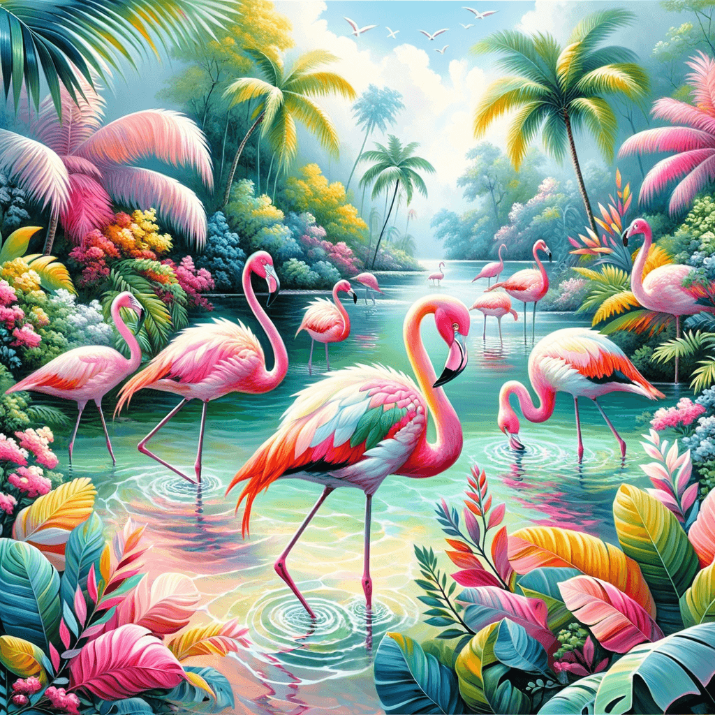 Exotic Flamingo Paradise - DIY Painting By Numbers Kit