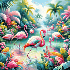 Exotic Flamingo Paradise - DIY Painting By Numbers Kit