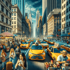 Bustling New York Street Scene - DIY Painting By Numbers Kit