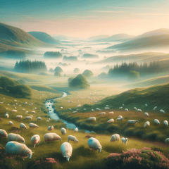 Serene Highland Meadow with Grazing Sheep - DIY Painting By Numbers Kit