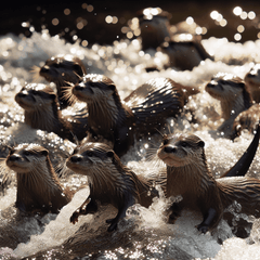 Playful Otters in River Adventure - DIY Painting By Numbers Kit